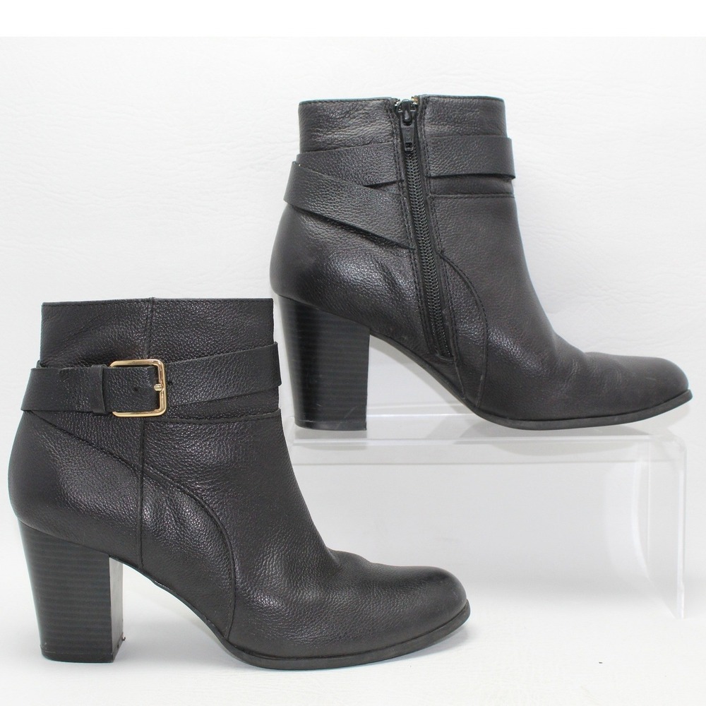Cole Haan Grand.OS Signature Black Leather Buckle Ankle Boots W02756 Womens 6.5B